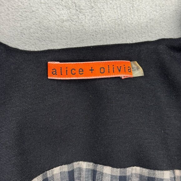 Alice + Olivia Ruffle Front Vest Ponte Knit Sleeveless Blouse Black Womens Small - Picture 3 of 10